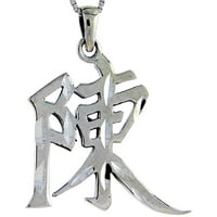 Сребрен сребърен китайски характер за чар за фамилно име на Чен, висок