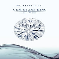 Gem Stone King 18k жълто злато, покрито със сребро небе синьо аквамарин и бели мосанитни 3-камъни за жени