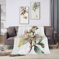 Овидетел за хвърляне на руно за дивана, ябълкови цветчета леки плюшени размити уютни меки легла и хвърляния за диван, 60 x50