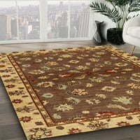 Ahgly Company Indoor Round Abstract Orange Gold Oriental Area Rugs, 4 'Round