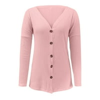 Падарните жилетки за жени плюс размери свободни жилетка отворени предни пуловери палто розово, xl