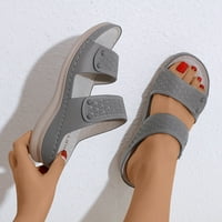 Jikolilili New Plact Soled Cround Toe Slope Heel Sandals за женски кухи ежедневни сандали сандали за жени широка ширина на арка на клирънс
