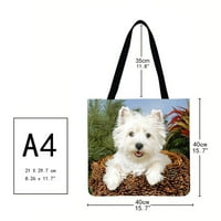 Loygkgas куче отпечатана чанта за пазаруване на рамо ежедневна голяма чанта за тота