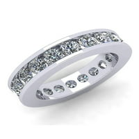 Естествен 3,00ct кръгла изрязана диамантен канал комплект женски юбилеен сватбена лента за вечност пръстен Solid 10K White Gold G-H I1