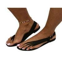 Zodanni дамски сандали плаж ежедневни обувки комфорт плоски сандални дамски жени куха каишка черно 8