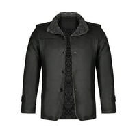 Pxiakgy якета за мъже модни мъже есен зимен ежедневен бутон Термична кожа топли якета покрива топмени небрежни якета тъмно сиво + xxl