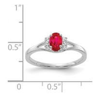 14k бяло злато Real Diamond и Oval Ruby Ring
