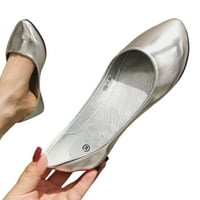 Eloshman Women's Ression Shoe Soft Sole Flats Comfort Flat Shoes Party Lightweight неплъзгащ се балет моден моден плъзгач сребро 8