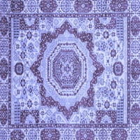 Ahgly Company Machine Pashable Indoor Square Abstract Blue Modern Area Cugs, 8 'квадрат