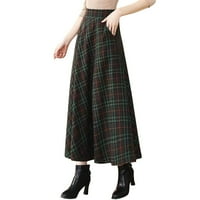 Дамски ретро ежедневна пола класическа карирана карирана високо талия джобове пола с пола с цип
