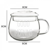 350ml топлинна стъкло с дръжка мляко чаша за закуска чаша микровълнова чаша кръг забавно едно чаша бяла буква с кръгъл капак