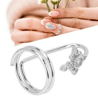 Женски пръстен пръстен за нокти, декоративна модна пръстена на ноктите на бижута Арт Арт Арт Дамски, носещи аксесоари за нокти, галванопирани медни пръстени за нокти за ежедневна употреба [сребро]