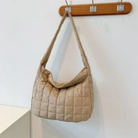 Puffer Tote чанта за жени Големи ватирани кръстосани тотални чанта Зимна чанта с памучна подплатена чанта за рамо за жени