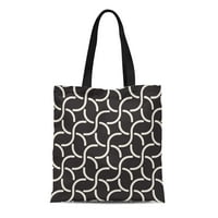 Платно тотална чанта Черно -бяла кръстосана форма на решетъчната шарка абстрактна геометрична трайна чанта за пазаруване на многократна употреба раменни хранителни стоки