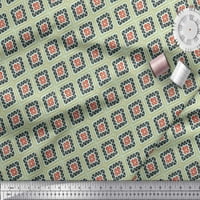 Soimoi Green Cotton Cambric Fabric Square & Triangle Geometric отпечатъци от плат по двор широк