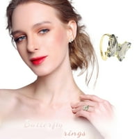 Пръстени за тийнейджърки момичета ， Женска винтидж модна пеперуда уникален пръстен зала