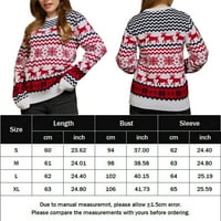 Bxingsftys жени Коледни пуловер Моден плетен джъмпер Jacquard Elk Knitwear Sweater Top