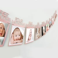Бебешки запис за растеж запис Рожден ден Фото рамка 1- месеца бебешко фото банер за рожден ден декорация