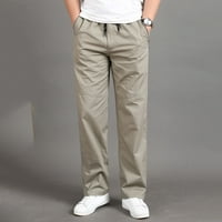 HWMODOU Мъжки панталони с твърд цвят плюс размер с джобове дантелени памук пролет летни мъжки дрехи панталони за мъже